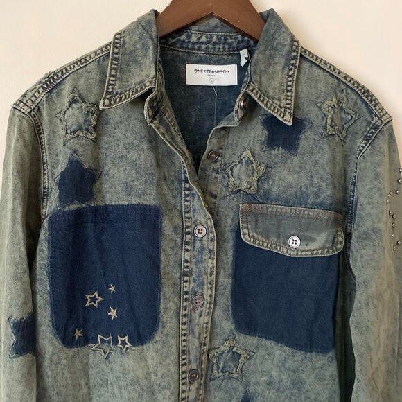 ONE TEASPOON Everyday Blue Classic Star Shirt (Size: S) NWOT - Picture 5 of 12
